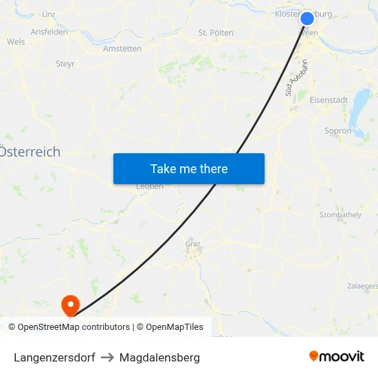 Langenzersdorf to Magdalensberg map