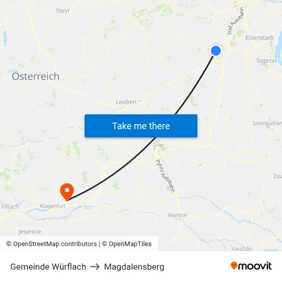 Gemeinde Würflach to Magdalensberg map