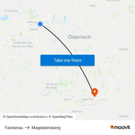 Faistenau to Magdalensberg map