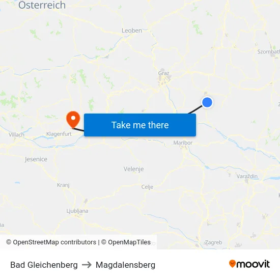 Bad Gleichenberg to Magdalensberg map