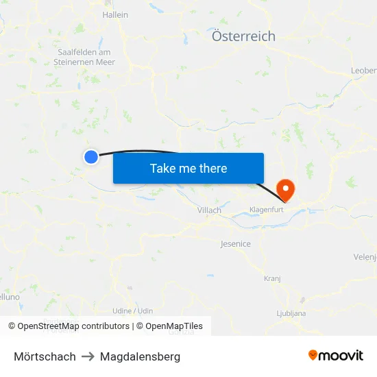 Mörtschach to Magdalensberg map
