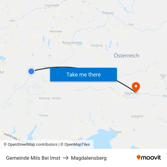 Gemeinde Mils Bei Imst to Magdalensberg map