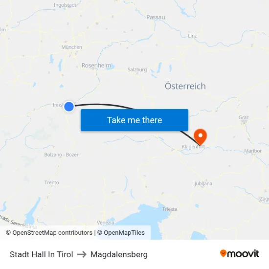 Stadt Hall In Tirol to Magdalensberg map