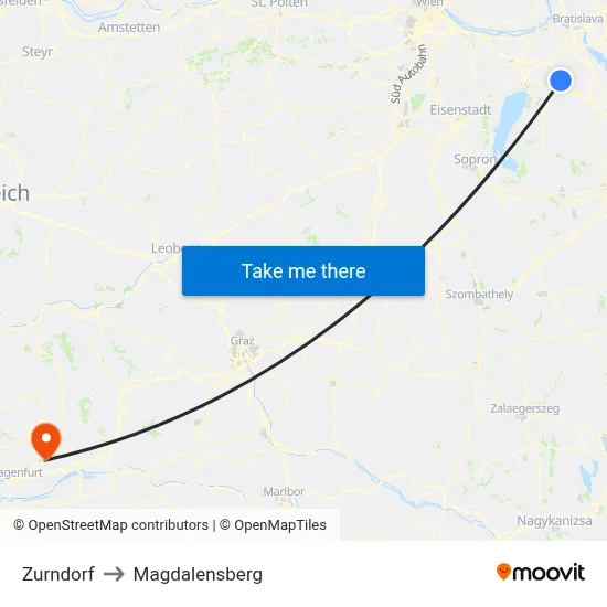 Zurndorf to Magdalensberg map