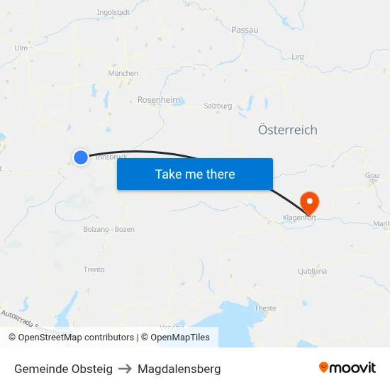 Gemeinde Obsteig to Magdalensberg map