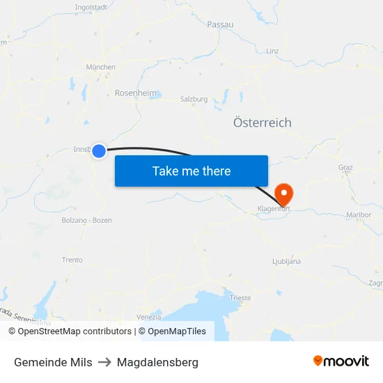 Gemeinde Mils to Magdalensberg map