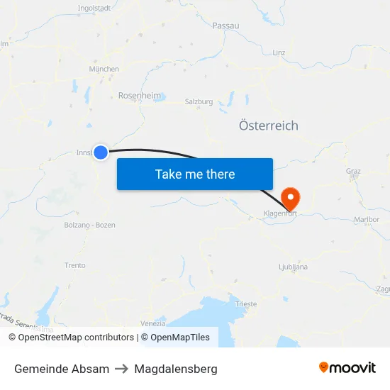 Gemeinde Absam to Magdalensberg map