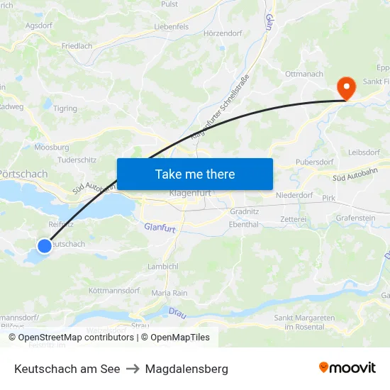 Keutschach am See to Magdalensberg map