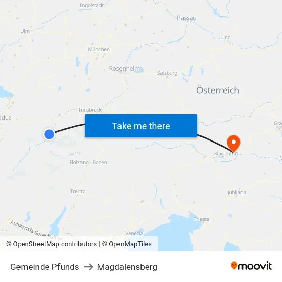 Gemeinde Pfunds to Magdalensberg map