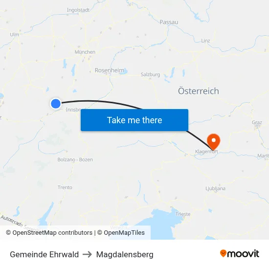 Gemeinde Ehrwald to Magdalensberg map
