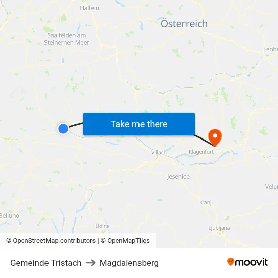 Gemeinde Tristach to Magdalensberg map