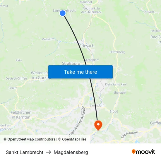 Sankt Lambrecht to Magdalensberg map