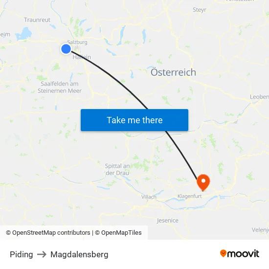 Piding to Magdalensberg map