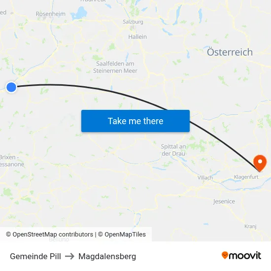 Gemeinde Pill to Magdalensberg map