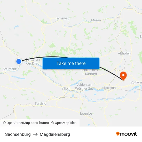 Sachsenburg to Magdalensberg map