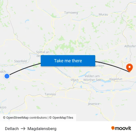Dellach to Magdalensberg map