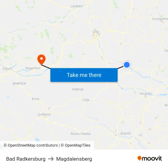 Bad Radkersburg to Magdalensberg map