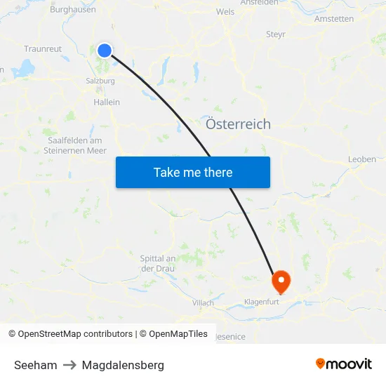 Seeham to Magdalensberg map