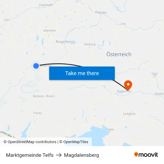 Marktgemeinde Telfs to Magdalensberg map