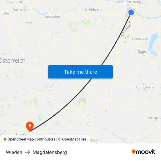 Wieden to Magdalensberg map