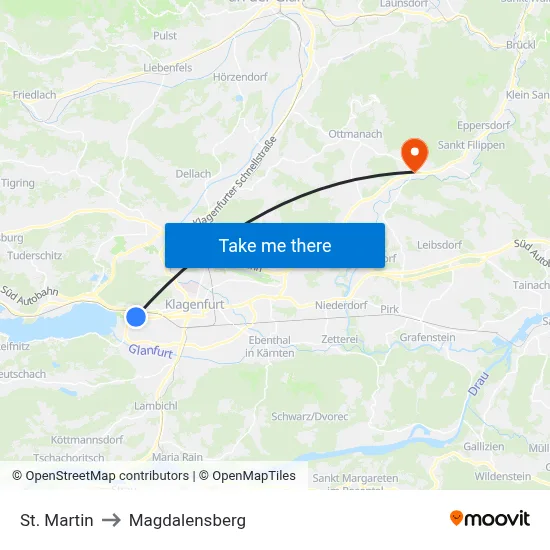 St. Martin to Magdalensberg map