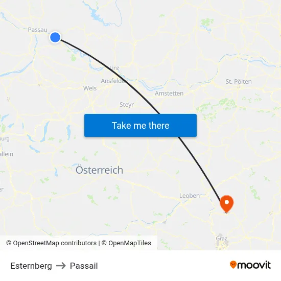 Esternberg to Passail map