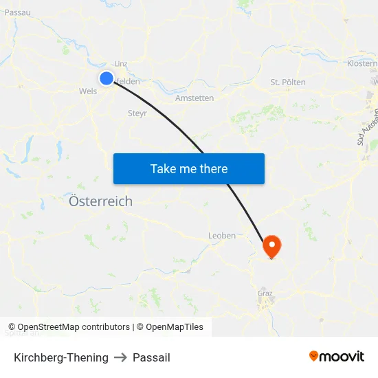 Kirchberg-Thening to Passail map