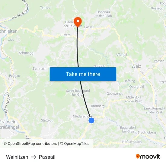 Weinitzen to Passail map