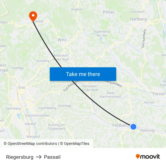 Riegersburg to Passail map