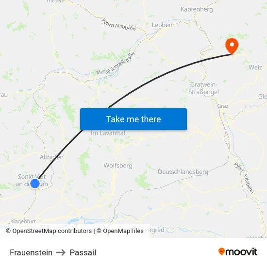 Frauenstein to Passail map