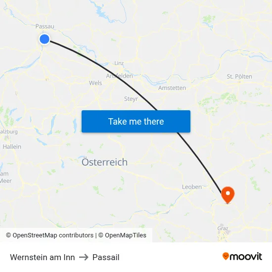 Wernstein am Inn to Passail map