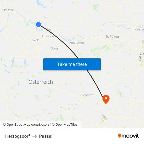 Herzogsdorf to Passail map