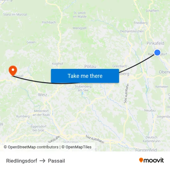 Riedlingsdorf to Passail map