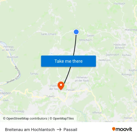 Breitenau am Hochlantsch to Passail map
