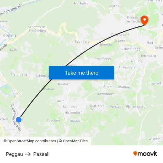 Peggau to Passail map