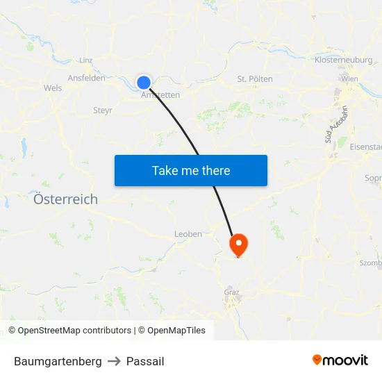 Baumgartenberg to Passail map