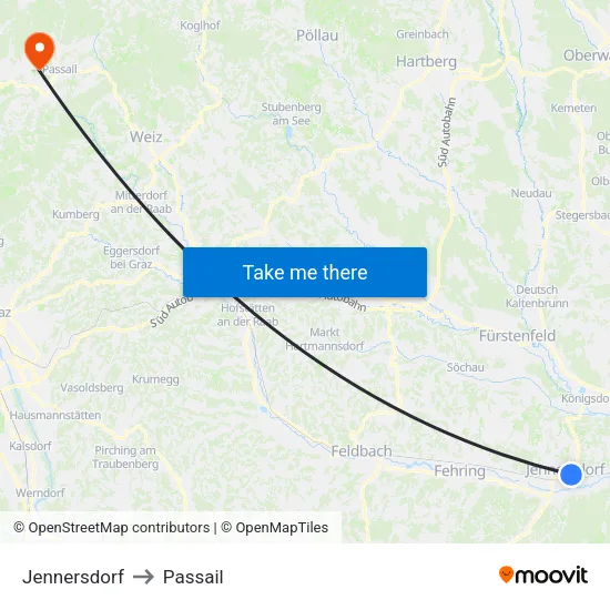 Jennersdorf to Passail map