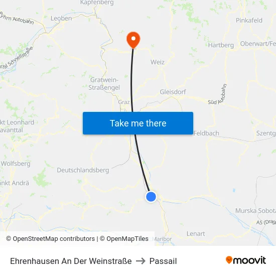Ehrenhausen An Der Weinstraße to Passail map