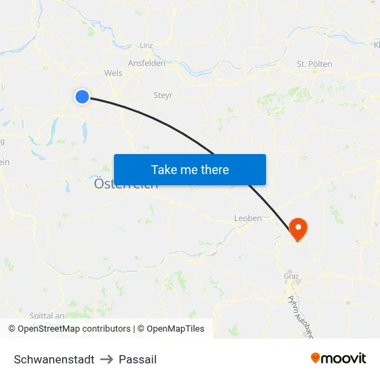 Schwanenstadt to Passail map