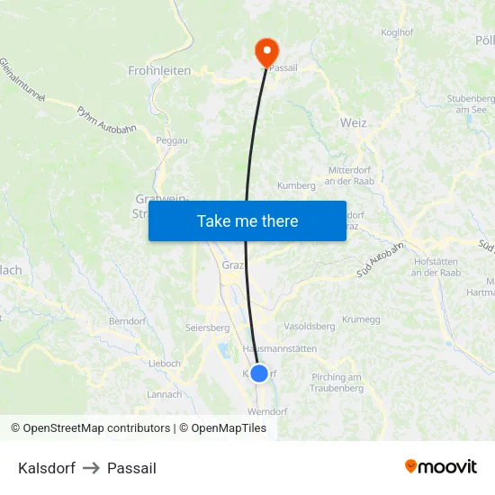 Kalsdorf to Passail map