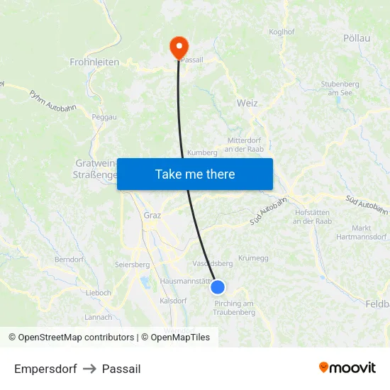Empersdorf to Passail map
