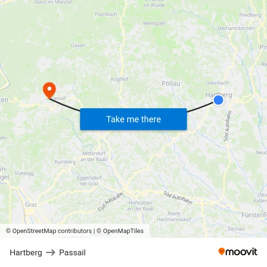 Hartberg to Passail map
