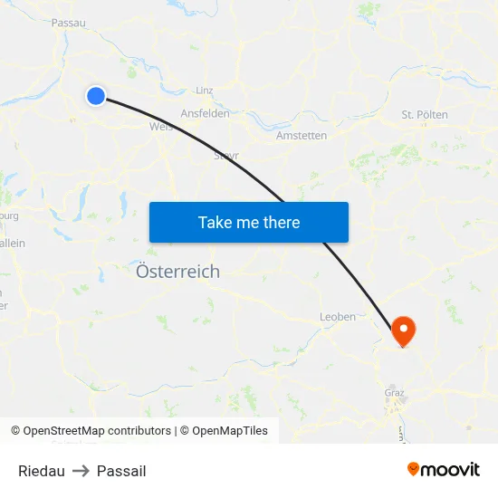 Riedau to Passail map