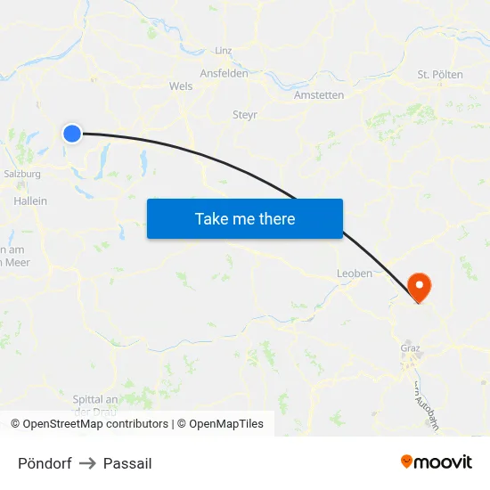 Pöndorf to Passail map