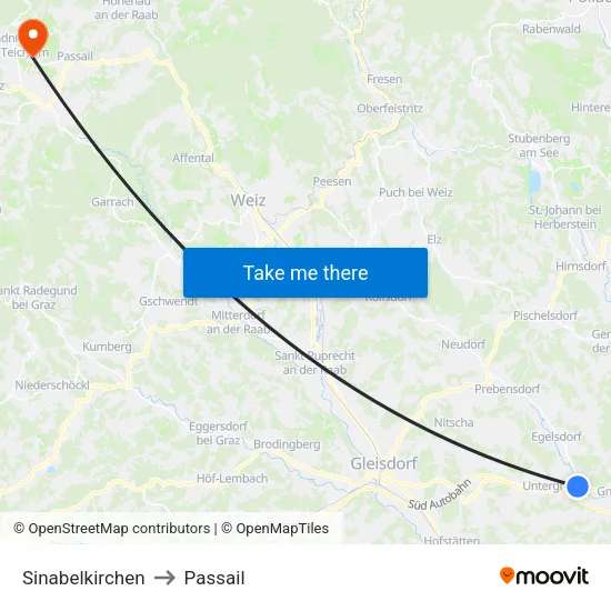 Sinabelkirchen to Passail map