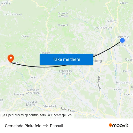 Gemeinde Pinkafeld to Passail map