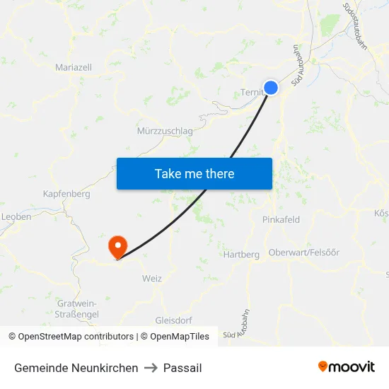 Gemeinde Neunkirchen to Passail map