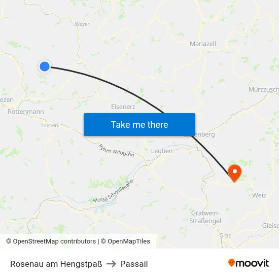 Rosenau am Hengstpaß to Passail map