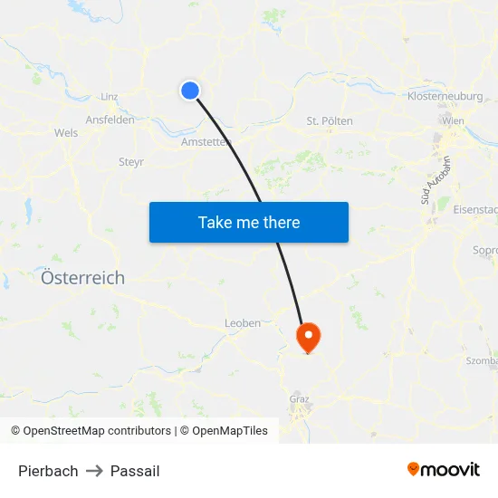 Pierbach to Passail map