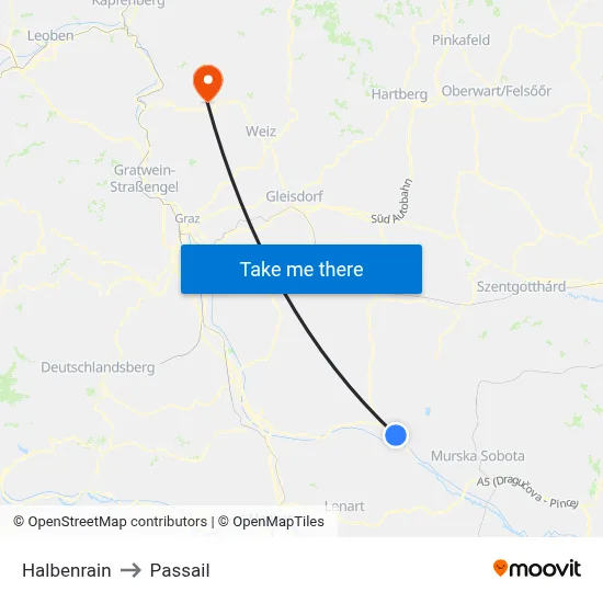 Halbenrain to Passail map